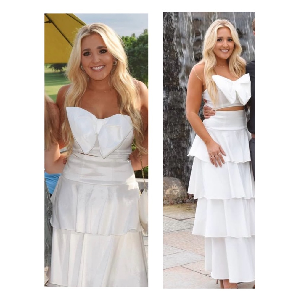 Show Me Your Mumu White Bow Top & Tiered Ruffle Skirt Set